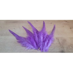 Lot de 20 Plumes de coq teintées de couleur violet lavande