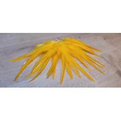 Lot de 20 Plumes naturelles de coq couleur jaune safran